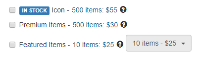 instock icon, premium item, featured item